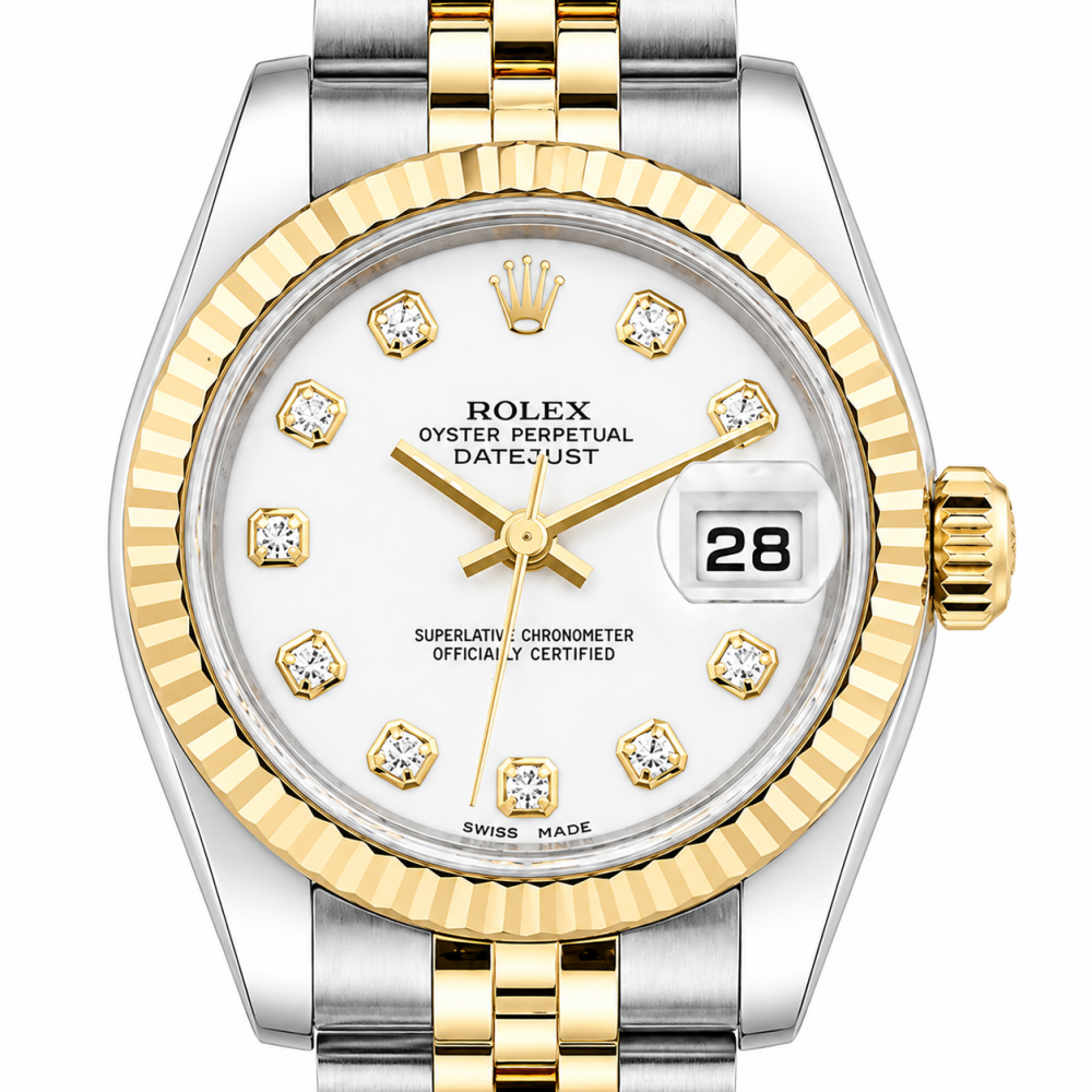 Rolex Datejust 26MM 179173 Two Tone White Diamond Dial Watch